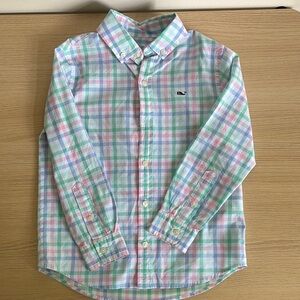 Vineyard Vines Green and Pink Button Down Shirt Classic Plaid